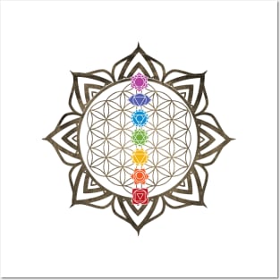 Flower of Life Chakra Healing Mandala Posters and Art